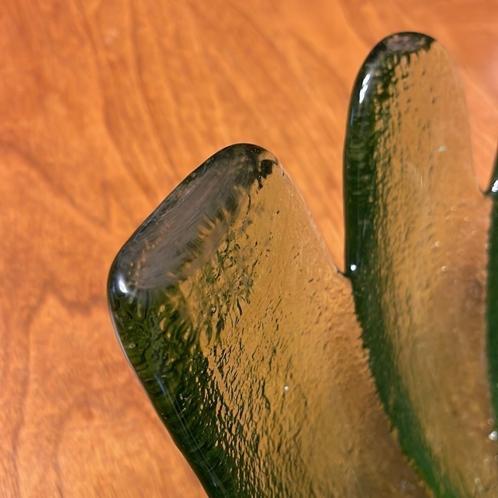 Vintage Blown Glass Daisy Bowl Green Glass Decorative Bowl Oversized Daisy Bowl - Picture 4 of 9